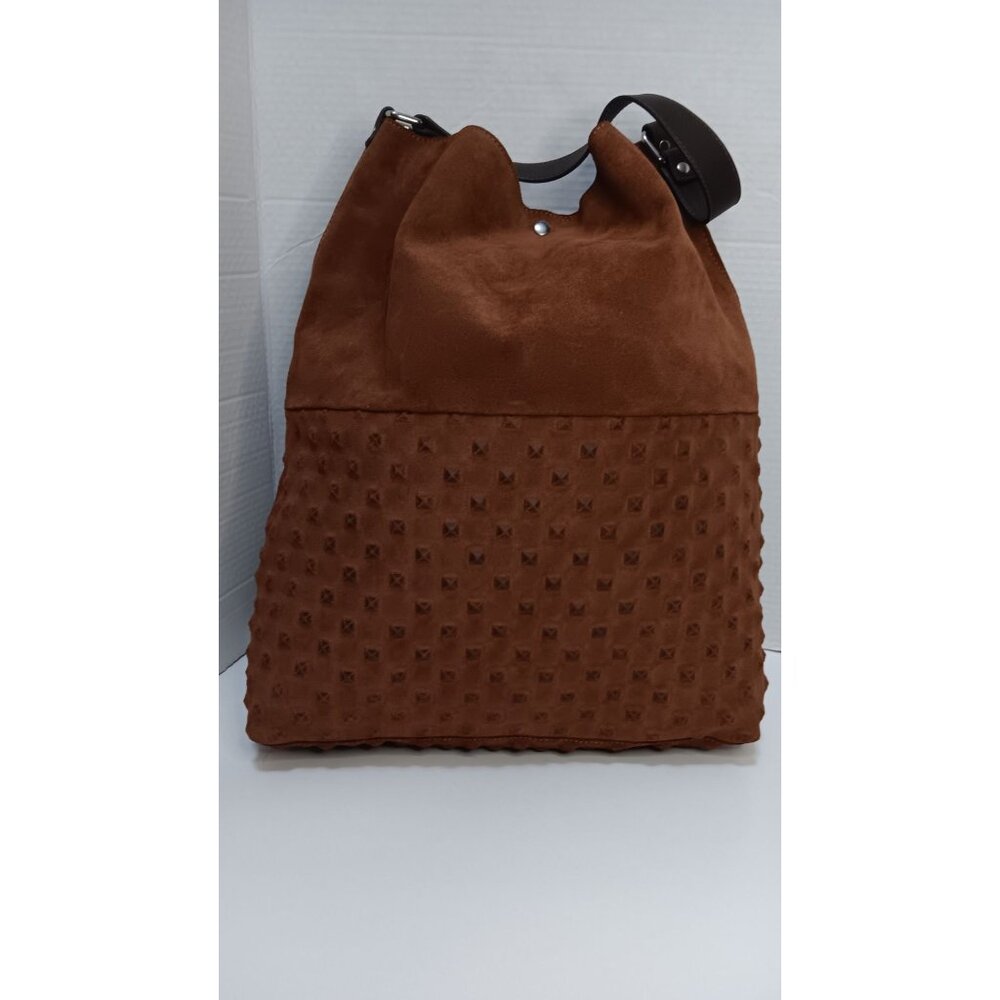 Gianni Notaro Italy Sueded Leather Extra Large Deep Boho Textured Travel Work Ba